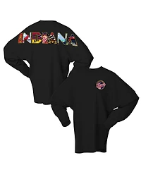 Spirit Jersey Women's Black Indiana Fever Oversized Preppy City Long Sleeve T-Shirt