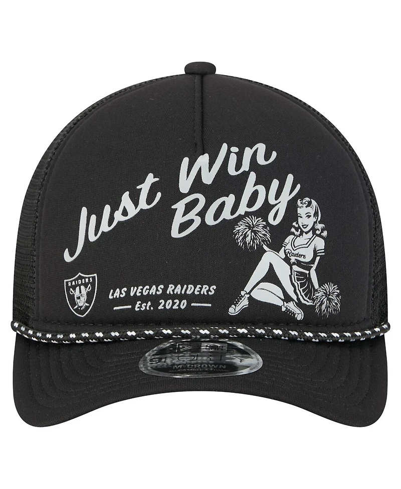 New Era Men's Black Las Vegas Raiders Gas Station 9FORTY A-Frame M-Crown Adjustable Trucker Hat