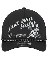 New Era Men's Black Las Vegas Raiders Gas Station 9FORTY A-Frame M-Crown Adjustable Trucker Hat