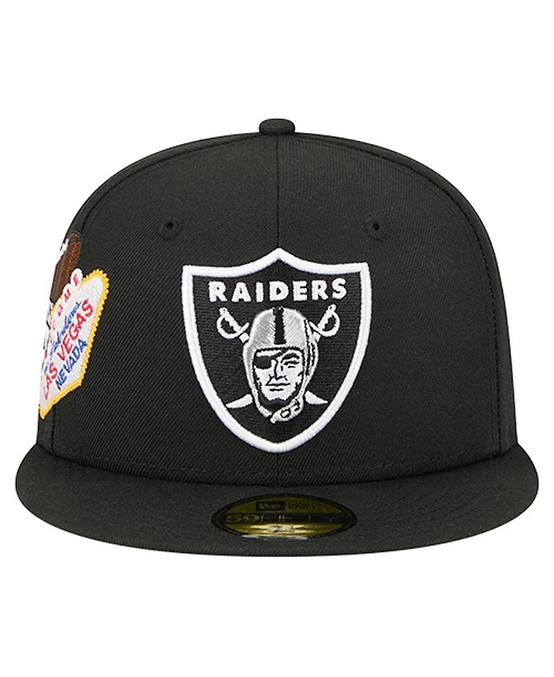 New Era Men's Black Las Vegas Raiders Group Chat 59FIFTY Fitted Hat