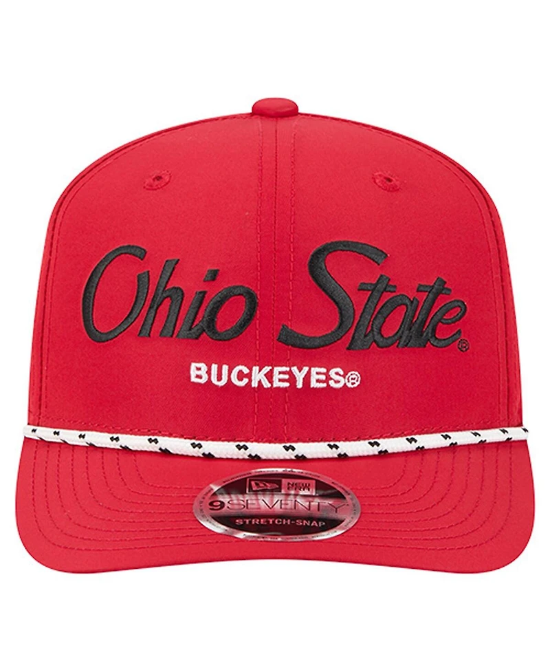 New Era Men's Scarlet Ohio State Buckeyes Script Performance Rope 9SEVENTY Adjustable Hat