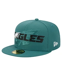 New Era Men's Midnight Green Philadelphia Eagles Overlap Wordmark 59FIFTY Fitted Hat