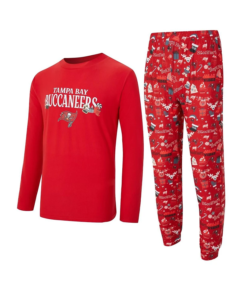 Concepts Sport Men's 2-Piece Red Tampa Bay Buccaneers Chestnut Long Sleeve Top and Pants Set