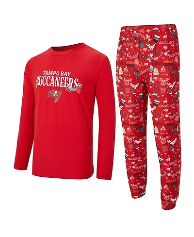 Concepts Sport Men's 2-Piece Red Tampa Bay Buccaneers Chestnut Long Sleeve Top and Pants Set