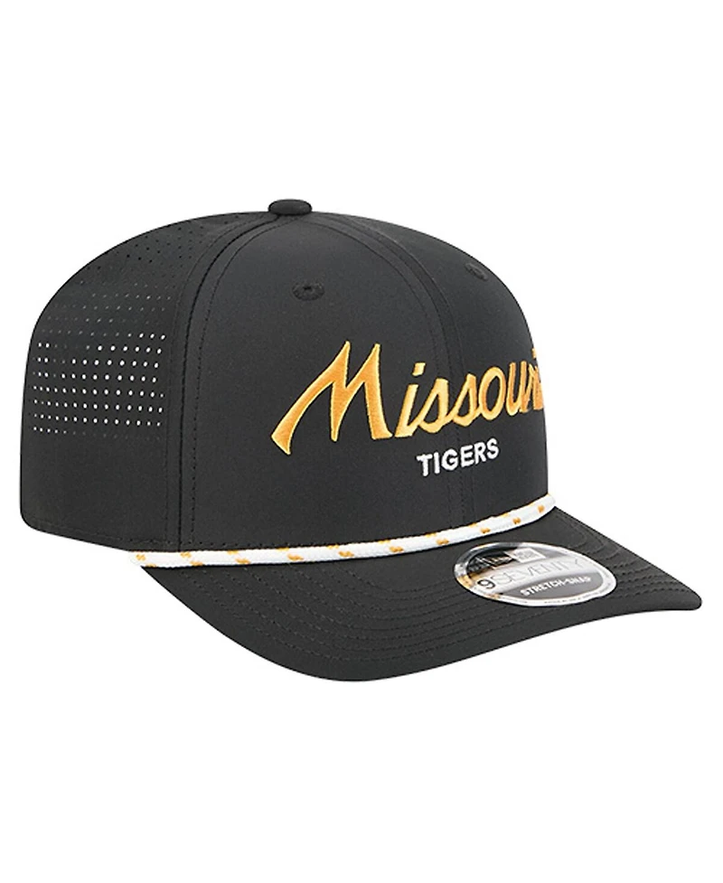 New Era Men's Black Missouri Tigers Script Performance Rope 9SEVENTY Adjustable Hat