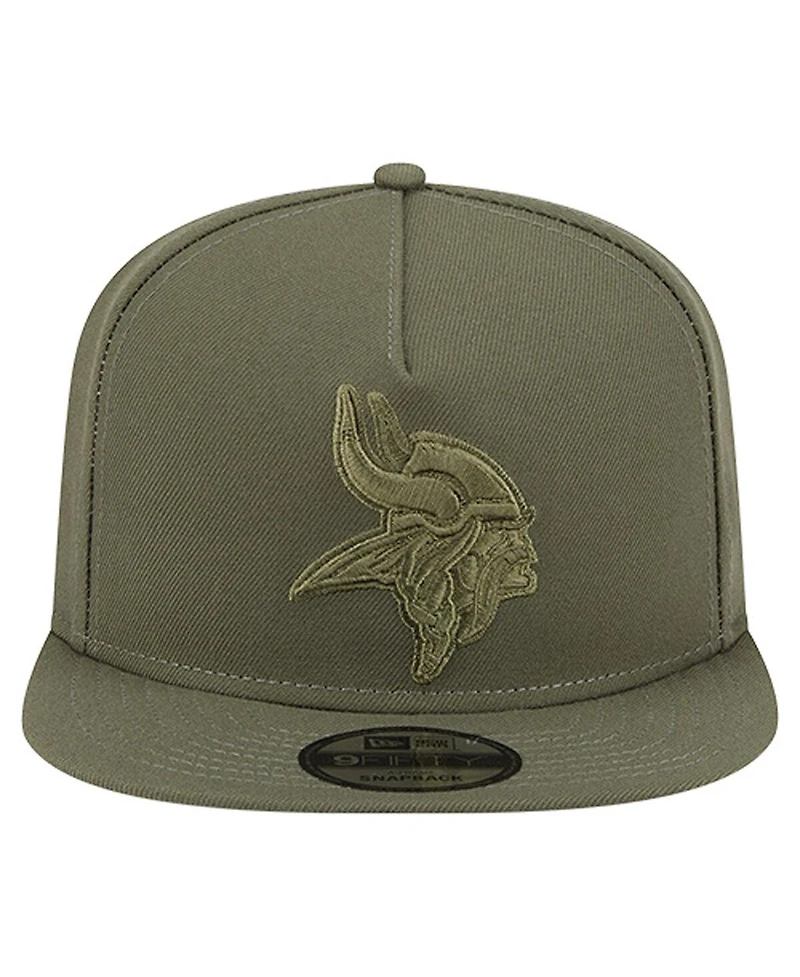 New Era Big Boys and Girls Olive Minnesota Vikings Color Pack A-Frame 9FIFTY Snapback Hat