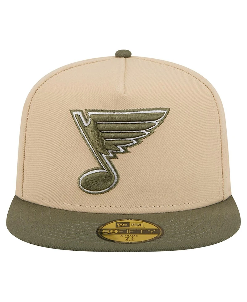 New Era Men's Tan/Olive St. Louis Blues Color Pack Two-Tone 59FIFTY A-Frame Fitted Hat