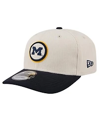 New Era Men's Cream/Navy Michigan Wolverines Loyal Corduroy 9SEVENTY Adjustable Hat
