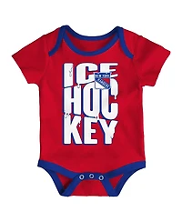 Outerstuff Baby Boys and Girls 3-Piece New York Rangers Triple Header Bodysuit Set