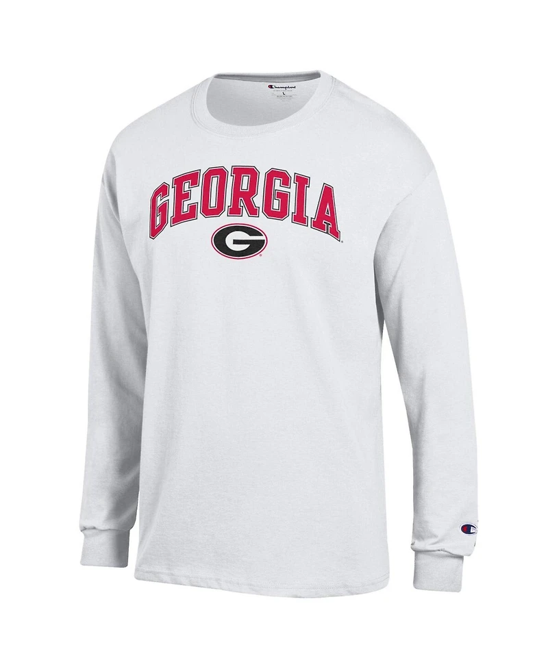 Champion Men's White Georgia Bulldogs Arched Logo Long Sleeve T-Shirt