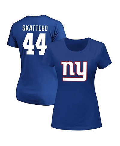 Fanatics Women's Cam Skattebo Royal New York Giants Plus Name Number Scoop Neck T-Shirt