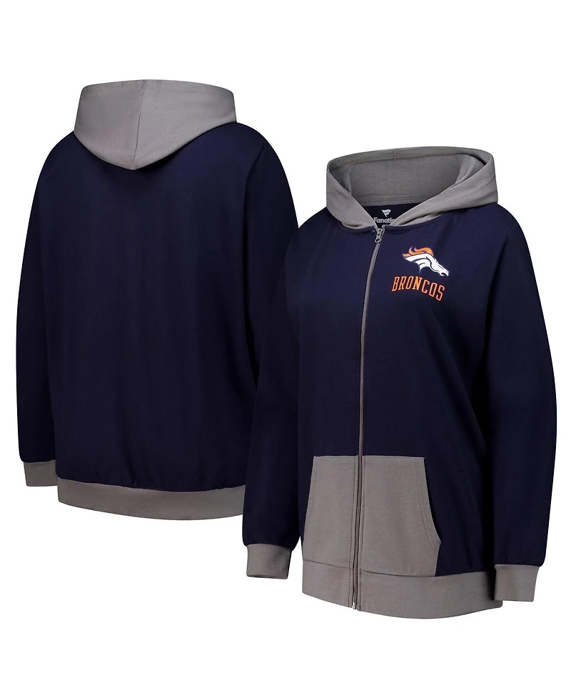 Fanatics Women's Navy Denver Broncos Hit It Full-Zip Hoodie