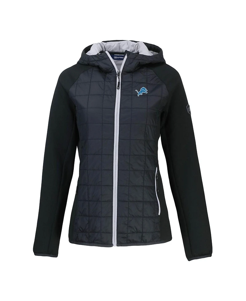 Cutter & Buck Women's Black Detroit Lions Rainier PrimaLoft Eco Full-Zip Hybrid Jacket
