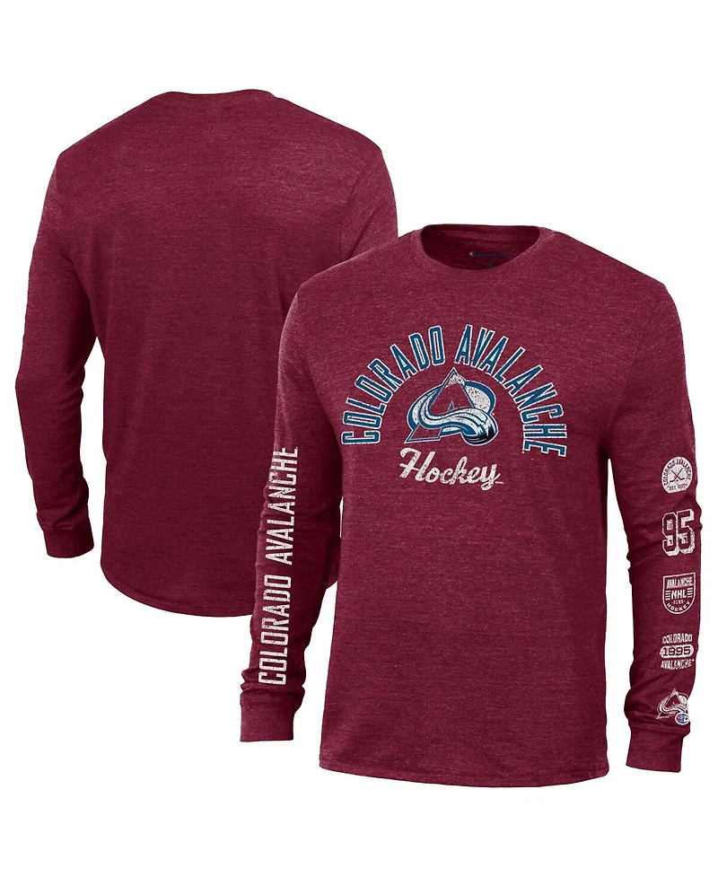 Champion Men's Burgundy Colorado Avalanche Multi-Logo Tri-Blend Long Sleeve T-Shirt