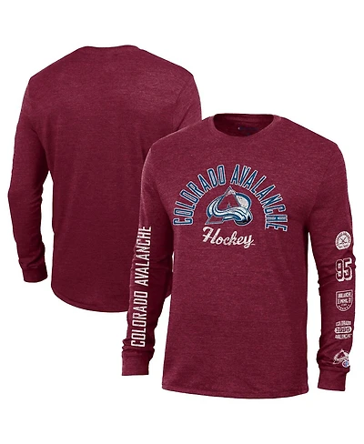 Champion Men's Burgundy Colorado Avalanche Multi-Logo Tri-Blend Long Sleeve T-Shirt