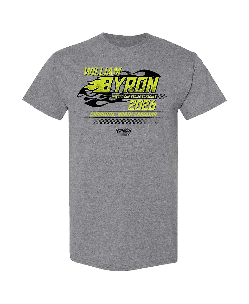 Hendrick Motorsports Team Collection Men's Heather Charcoal William Byron 2026 Nascar Schedule T-Shirt