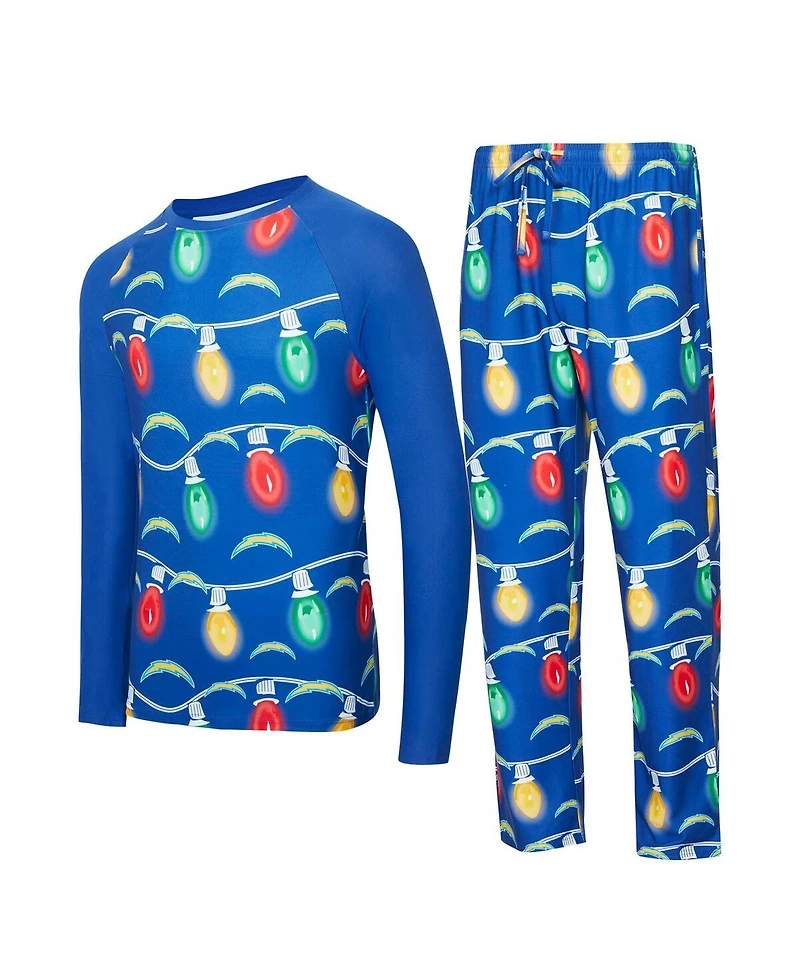 Concepts Sport Men's 2-Piece Royal Los Angeles Chargers Garland Knit Raglan Long Sleeve Top and Pants Set