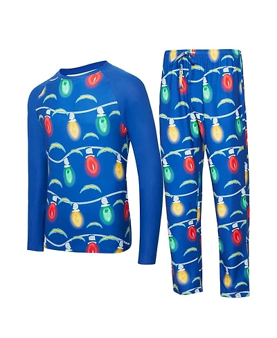 Concepts Sport Men's 2-Piece Royal Los Angeles Chargers Garland Knit Raglan Long Sleeve Top and Pants Set