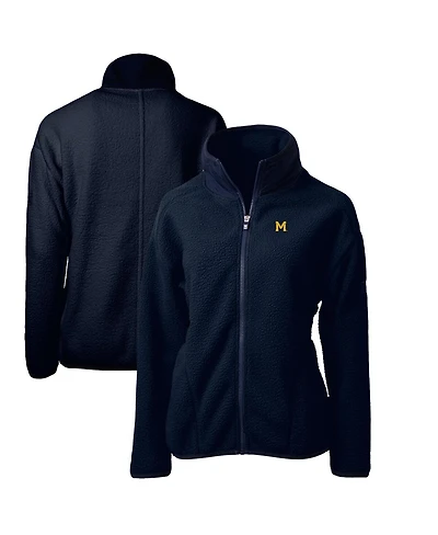 Cutter & Buck Women's Navy Michigan Wolverines Cascade Eco Sherpa Full-Zip Fleece Jacket