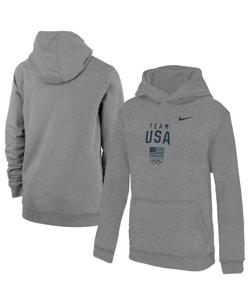Nike Big Boys and Girls Gray Team Usa Primary Club Fleece Hoodie