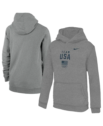 Nike Big Boys and Girls Gray Team Usa Primary Club Fleece Hoodie