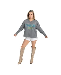 Gameday Couture Women's Gray Los Angeles Chargers French Terry V-Neck Pullover Sweatshirt