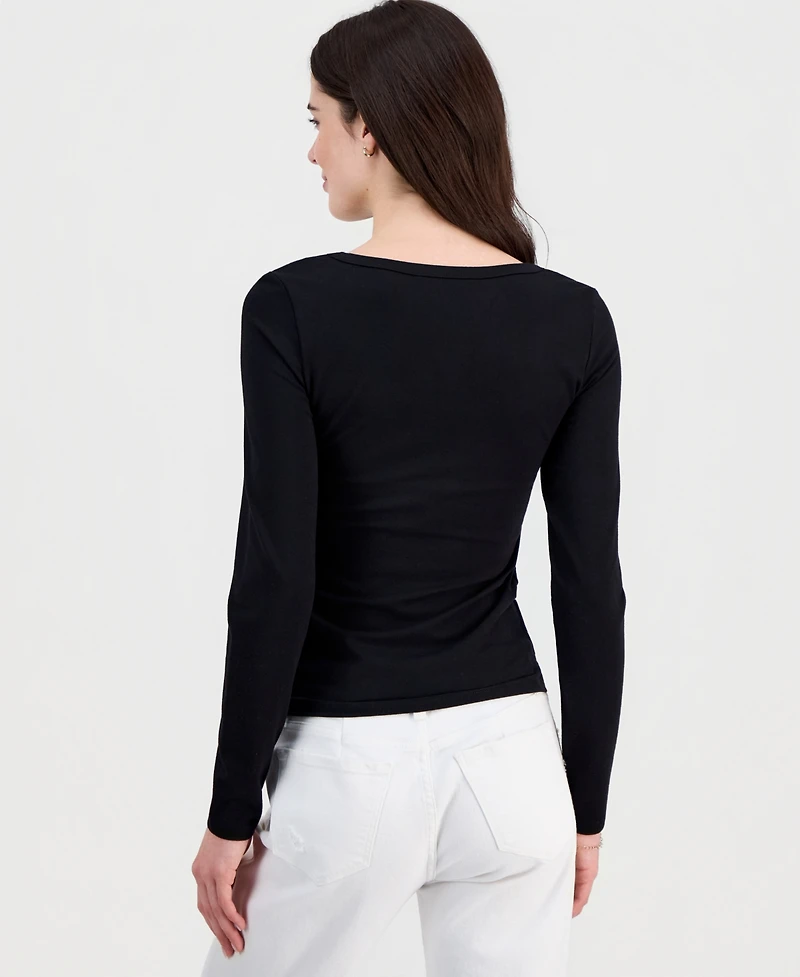 Hippie Rose Juniors' Jersey Knit Long-Sleeve Top