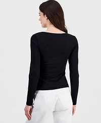 Hippie Rose Juniors' Jersey Knit Long-Sleeve Top