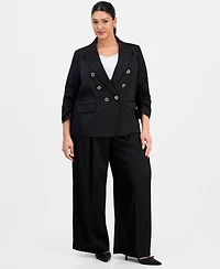 Tahari Asl Plus Size Crinkle-Satin Faux-Double-Breasted Blazer