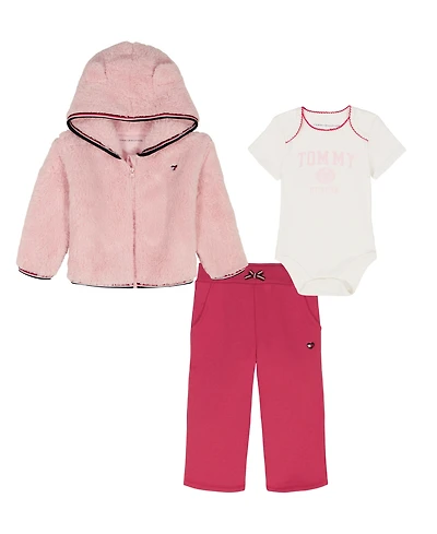 Tommy Hilfiger Baby Girls Jacket, Bodysuit and Pants, 3-Piece Set