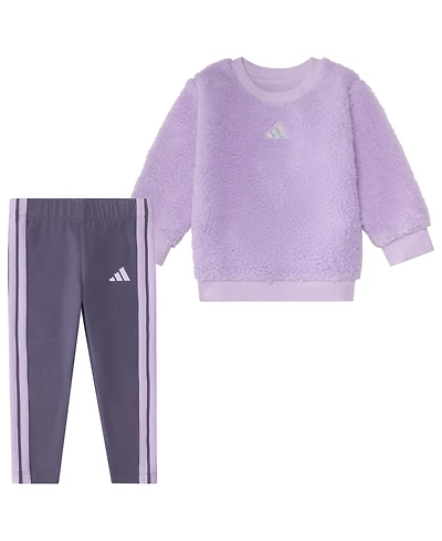 adidas Baby Girls Long-Sleeve Sweatshirt and Leggings, 2-Piece Set