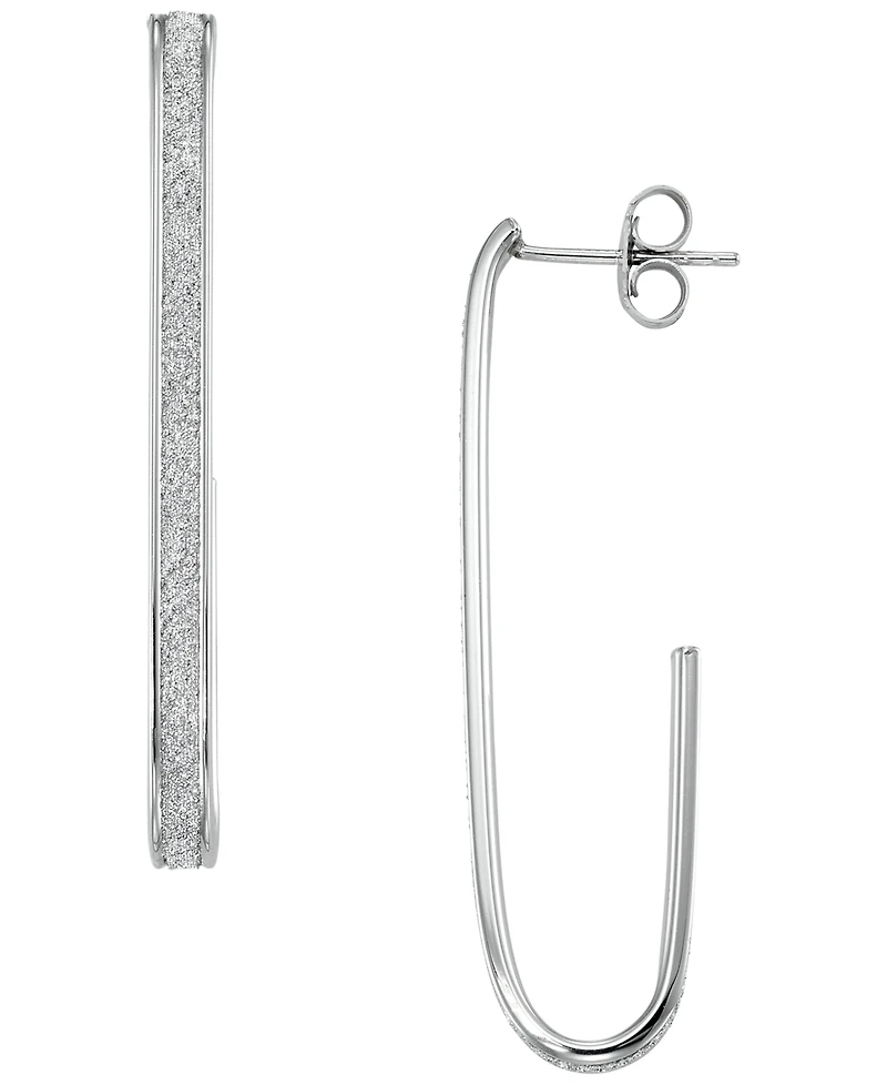 Macy's Glitter Polished 2-Pc. Set J-Hoop Earrings in Sterling Silver
