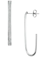 Macy's Glitter Polished 2-Pc. Set J-Hoop Earrings in Sterling Silver