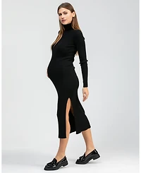 Maternity Turtleneck Maxi Dress Penelope with Side Slit
