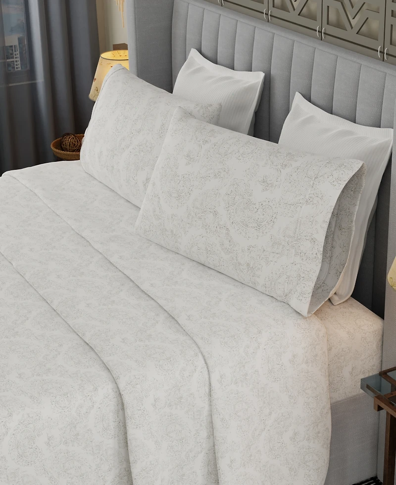 Color Sense Brushed Cool Crisp Percale Printed 3-Pc. Sheet Set, Twin Xl