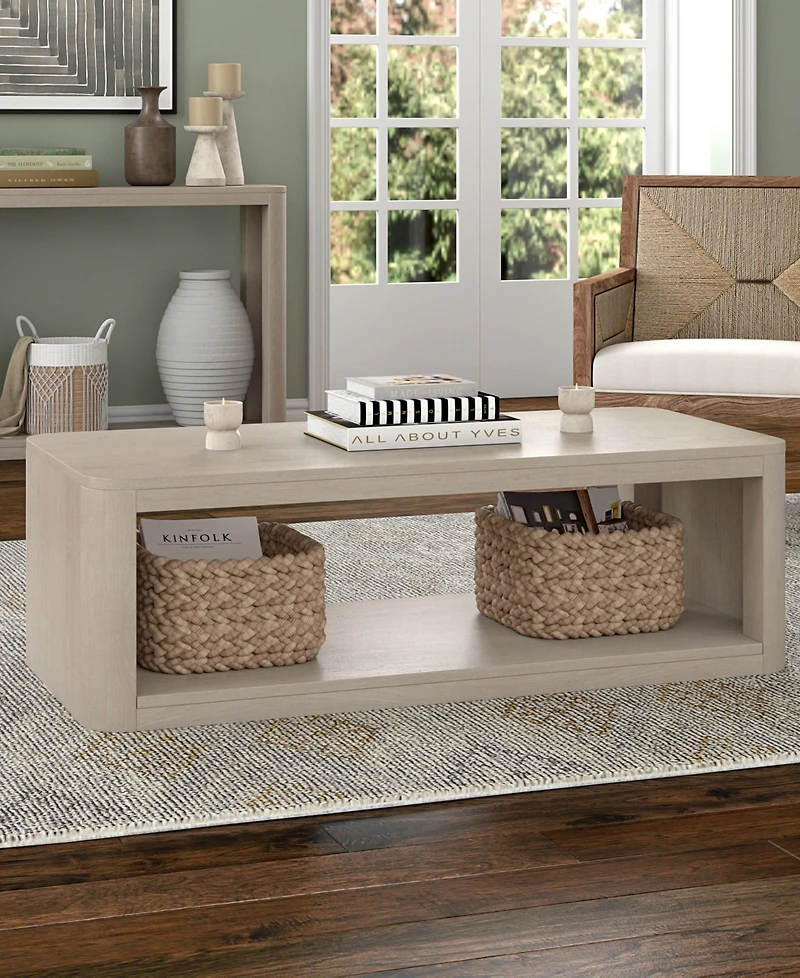 Hudson & Canal Kellan 47" Wood Wide Rectangular Coffee Table