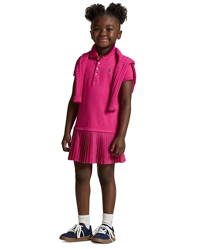 Polo Ralph Lauren Toddler and Little Girls Pleated Stretch Mesh Dress