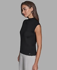 Bcbg Women's Sleeveless Mock Neck Knit Top