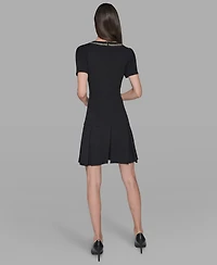 Karl Lagerfeld Paris Women's V-Neck A-Line Dress