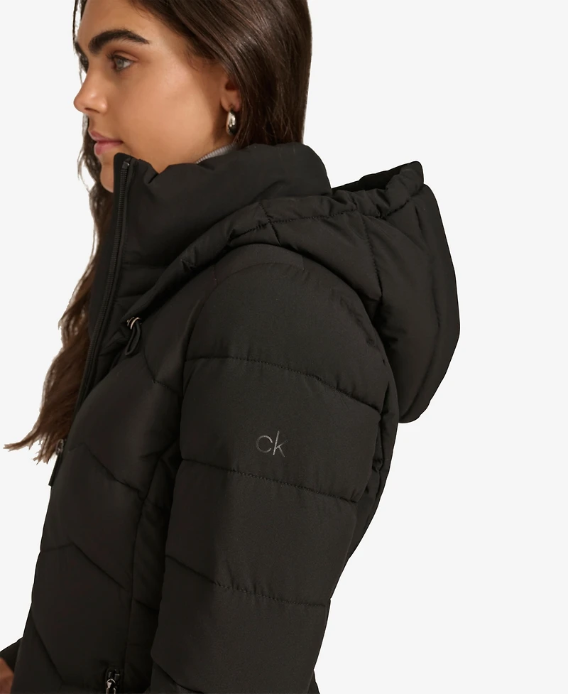 Calvin Klein Women's Short Zip-Up Hooded Puffer Jacket