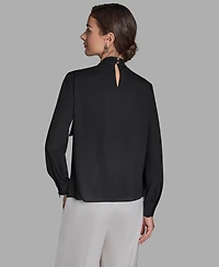 Bcbg Women's Long-Sleeve Tie Neck Top