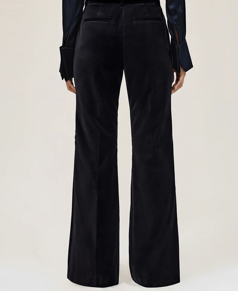 Reiss Women's Cotton Velvet Satin-Stripe Flared Pants