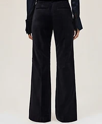 Reiss Women's Cotton Velvet Satin-Stripe Flared Pants