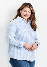 Avenue Women's Classic Stripe Boyfriend Shirt