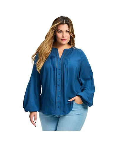 Avenue Women's Gabby Embroidered Pintuck Shirt