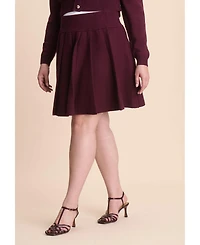 Eloquii Women's Pleated Sweater Mini Skirt