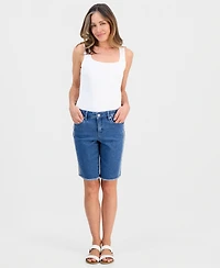 Style & Co Petite Mid-Rise Embroidered Raw-Edge Bermuda Shorts, Macy's Exclusive