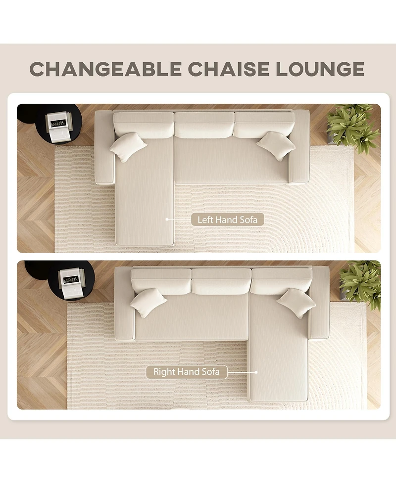 Homcom Chaise Sectional Sofa, Corduroy Fabric Corner Couch,