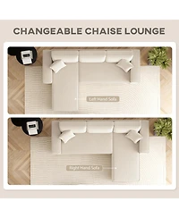 Homcom Chaise Sectional Sofa, Corduroy Fabric Corner Couch,