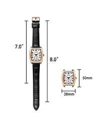 Peugeot Men's Vintage 49mm x 38mm Rose Gold Tonneau Shaped Watch with Black Leather Band